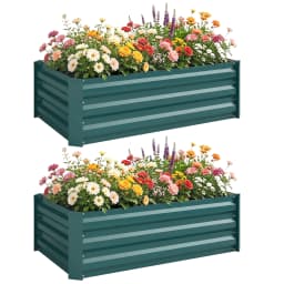 Galvanized Raised Beds for Garden Set of 2, Outdoor Elevated Planter Box, Green