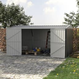 Outdoor Metal Garden Storage Shed W/ Lockable Door for Backyard Patio Lawn Gray
