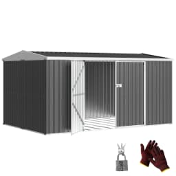 Outdoor Metal Garden Storage Shed W/ Lockable Door for Backyard Patio Lawn Gray
