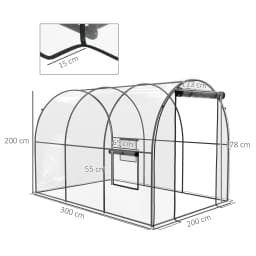 Polytunnel Greenhouse with Clear Cover, Walk-In Grow House, 3 X 2 X 2m