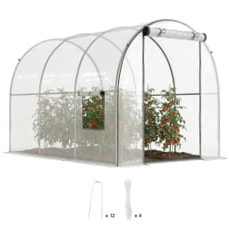 Polytunnel Greenhouse with Clear Cover, Walk-In Grow House, 3 X 2 X 2m