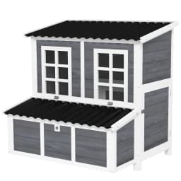 PawHut Wooden Chicken Coop with Nesting Box, Slide-Out Tray, Waterproof Roof, Perches, for 2-4 Chickens, 100 x 86 x 100cm