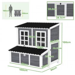 PawHut Wooden Chicken Coop with Nesting Box, Slide-Out Tray, Waterproof Roof, Perches, for 2-4 Chickens, 100 x 86 x 100cm