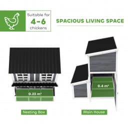 PawHut Wooden Chicken Coop with Nesting Box, Slide-Out Tray, Waterproof Roof, Perches, for 2-4 Chickens, 100 x 86 x 100cm
