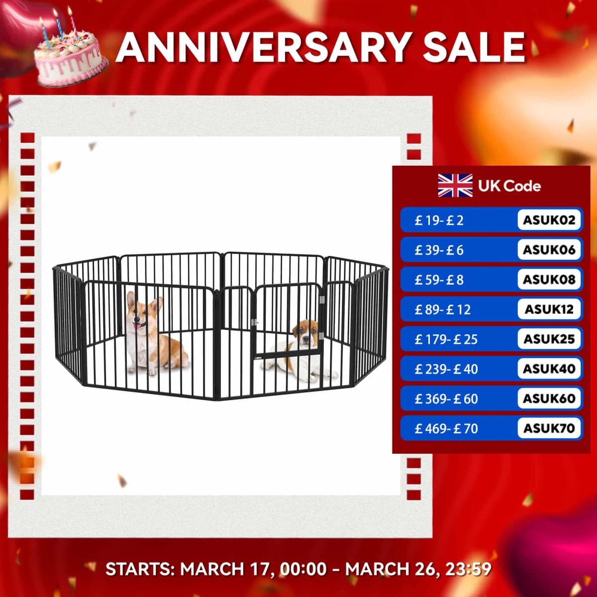PawHut 60cm 8 Panels Heavy-Duty Dog Playpen for Small Dogs