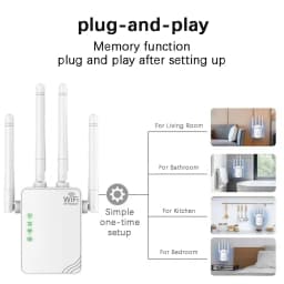 300M/1200M WiFi Repeater, Extender Booster, 2.4&5GHz Wireless Signal Repeater Extender Internet Amplifier
