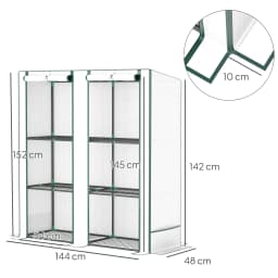 3 Tier Lean-To Mini Greenhouse with Green Hemmed Edging, White