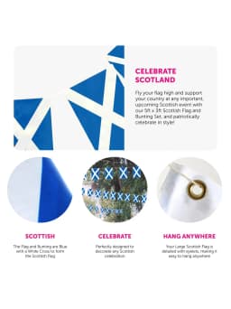 St Andrews Scottish Decorations - 5x3ft Flag & 33ft/10m Bunting - Perfect St Andrews Day & Scotland Party Decoration Set