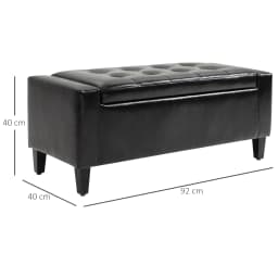 HOMCOM 40x90cm PU Leather Storage Ottoman Bench Wood Frame w/ Tufting Feet