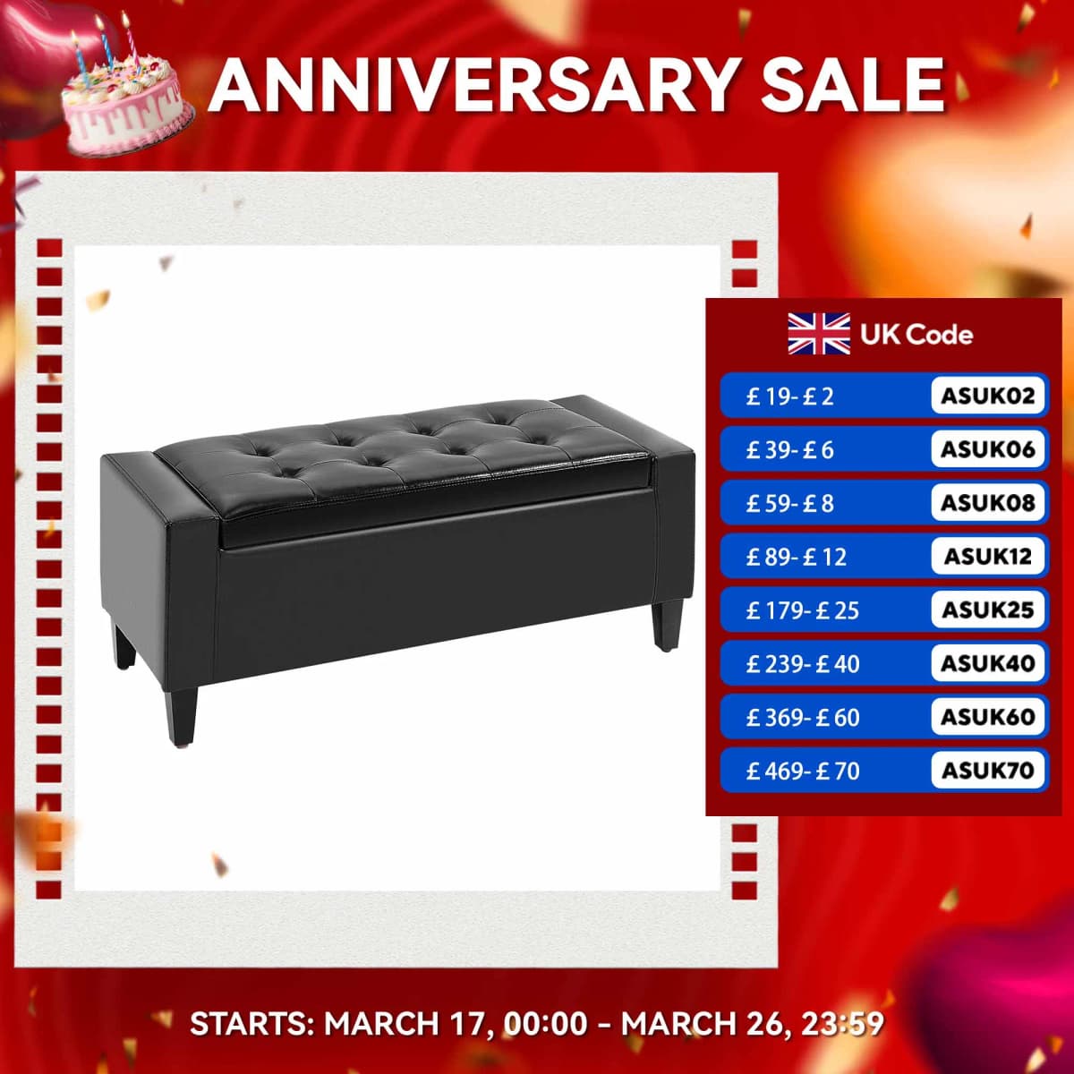 HOMCOM 40x90cm PU Leather Storage Ottoman Bench Wood Frame w/ Tufting Feet