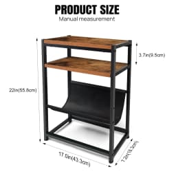 Small End Table for Small Spaces - Slim Side Table with Magazine Holder,2 in 1 Design Narrow End Table for Small Rooms, Bedroom