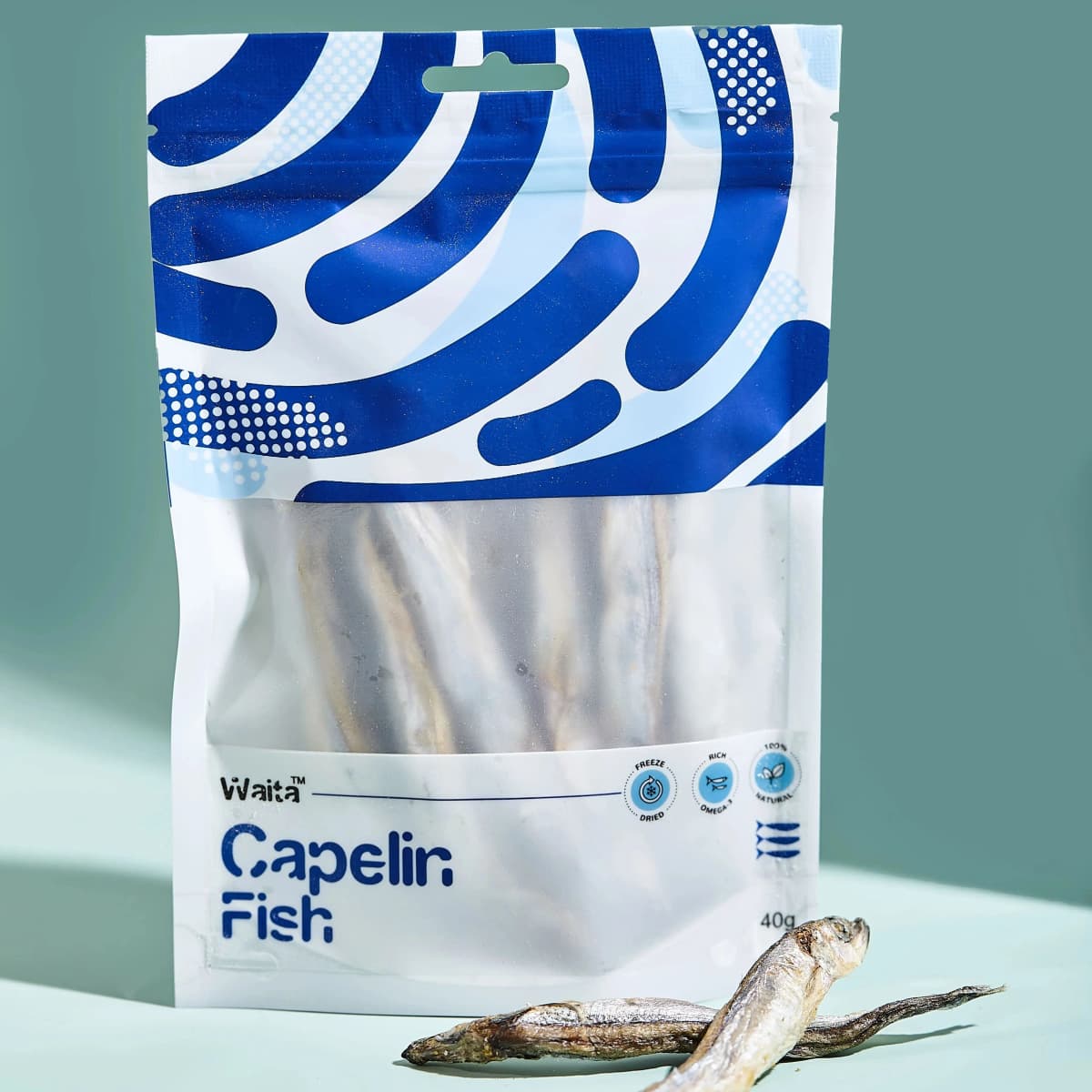 Waita Freeze Dried Capelin 40g Premium Pet Treats Cat Dog High Protein Nutrient Dense Skin Coat Rich Vitamins Minerals