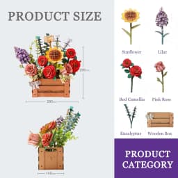 ROKR Flowers 3D Wooden Puzzle Artificial Bouquet Model Kits Wooden Puzzle Construction Kit Women Valentine's Day Birthday