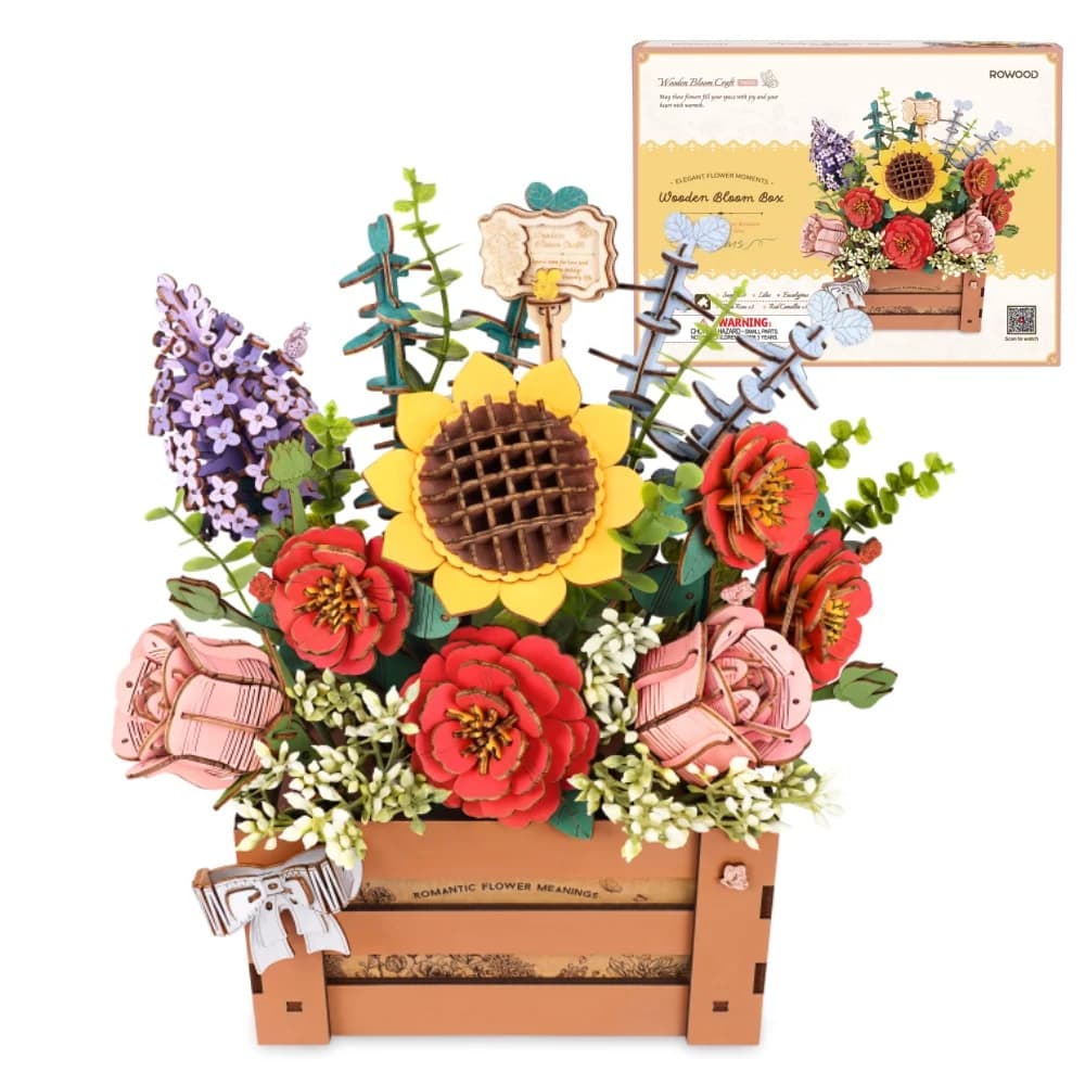 ROKR Flowers 3D Wooden Puzzle Artificial Bouquet Model Kits Wooden Puzzle Construction Kit Women Valentine's Day Birthday