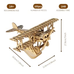 3D Wooden Puzzle Wood DIY Craft Bi-Plane Model Kits Handmade Gifts