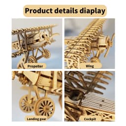 3D Wooden Puzzle Wood DIY Craft Bi-Plane Model Kits Handmade Gifts