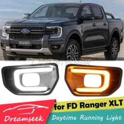 LED DRL Daytime Running Light For Ford Ranger XLT Sport Platinum 2022+ Front Bumper Fog Lamp with Sequential Dynamic Turn Signal