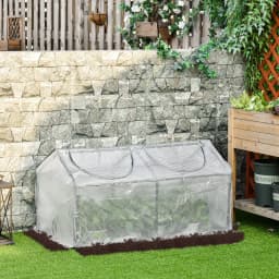 Mini Greenhouse with 2 Windows, Plant Flower Herbs Growing, Pe Cover, White