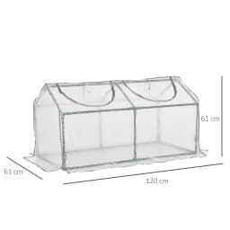 Mini Greenhouse with 2 Windows, Plant Flower Herbs Growing, Pe Cover, White