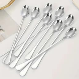 Long Spoon 8X Ice Tea Spoons Long Stainless Steel 7.87in Iced Teaspoon Home Bar Drink Stirrer Tableware Set for Ice Cream