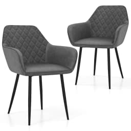 GOFLAME Leisure Dining Chair Set of 2 Upholstered Accent Chairs w/ Curved Backrest