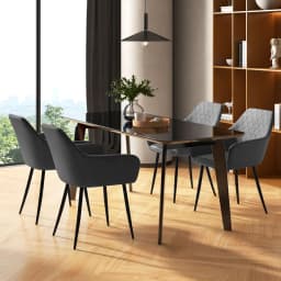 GOFLAME Leisure Dining Chair Set of 2 Upholstered Accent Chairs w/ Curved Backrest