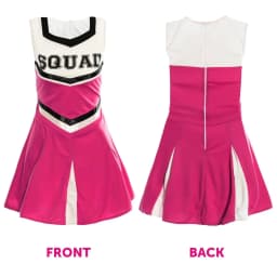Girls Pink Cheerleader Costume - Cheerleader Uniform with Pleated Skirt - Kids High School Cheer Captain American Cheerleader
