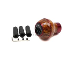 Gear Shift Knob 5 Speed Universal Car Manual Lever Stick Shifter Head Ball Wood Red Color / Red Carbon Fiber Style Aluminum Auto