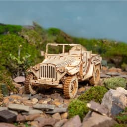 Robotime Rokr Movable 3D Puzzle Steam Train Car Jeep Wooden Model Building Block Kit Educational Assembly Toy for Children Adult