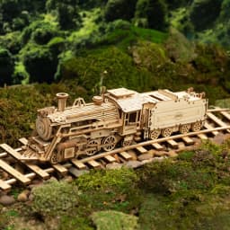 Robotime Rokr Movable 3D Puzzle Steam Train Car Jeep Wooden Model Building Block Kit Educational Assembly Toy for Children Adult