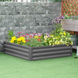 Raised Garden Bed Outdoor Galvanized Planter Kit Flower Vegetables Light Grey