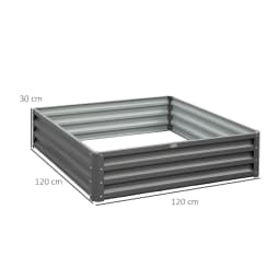 Raised Garden Bed Outdoor Galvanized Planter Kit Flower Vegetables Light Grey