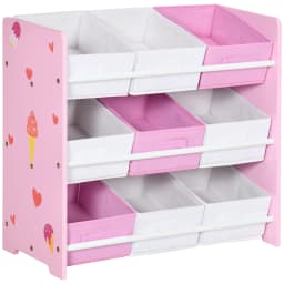 ZONEKIZ Kids Storage Unit Toy Box Organiser Bookshelf with Nine Removable Baskets, for Bedroom, Nursery, Playroom
