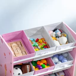 ZONEKIZ Kids Storage Unit Toy Box Organiser Bookshelf with Nine Removable Baskets, for Bedroom, Nursery, Playroom