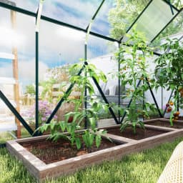 Polycarbonate Walk-In Garden Greenhouse W/ Double Sliding Door, Adjustable Vent