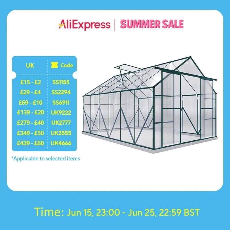 Polycarbonate Walk-In Garden Greenhouse W/ Double Sliding Door, Adjustable Vent