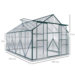 Polycarbonate Walk-In Garden Greenhouse W/ Double Sliding Door, Adjustable Vent