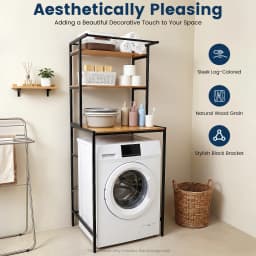 3‑Tier Washer Dryer Storage Rack, Iron Frame Floor Standing Laundry Shelf with X‑Support, 22lbs Per Tier for Bathroom Laundry Room Balcony Organization