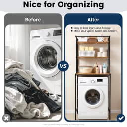3‑Tier Washer Dryer Storage Rack, Iron Frame Floor Standing Laundry Shelf with X‑Support, 22lbs Per Tier for Bathroom Laundry Room Balcony Organization