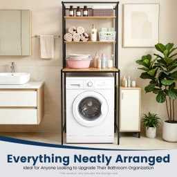 3‑Tier Washer Dryer Storage Rack, Iron Frame Floor Standing Laundry Shelf with X‑Support, 22lbs Per Tier for Bathroom Laundry Room Balcony Organization