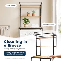 3‑Tier Washer Dryer Storage Rack, Iron Frame Floor Standing Laundry Shelf with X‑Support, 22lbs Per Tier for Bathroom Laundry Room Balcony Organization