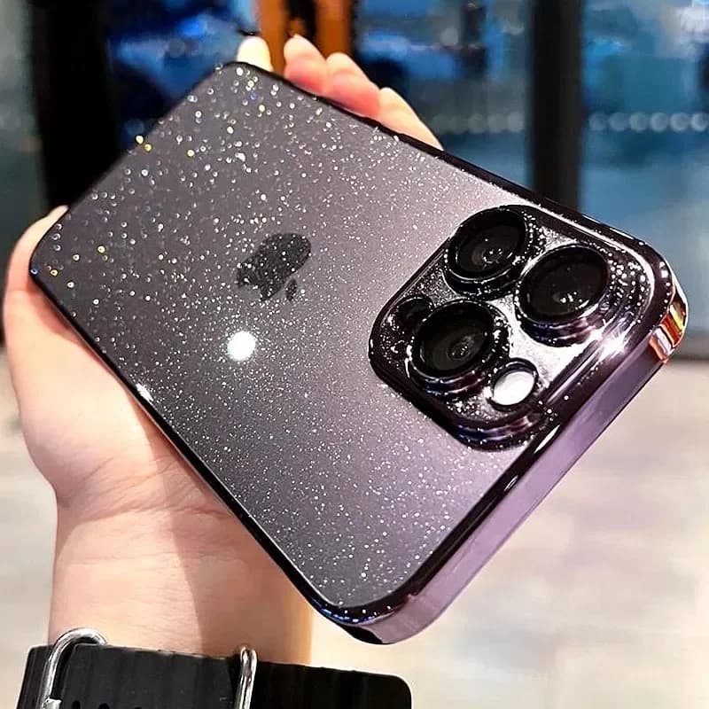 Luxury Electroplated Glitter Phone Case For IPhone 16 15 14 13 12ProMax Clear Transparent Shockproof Hard Back Protective Cover