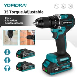 YOFIDRA 13MM Brushless Electric Impact Drill 35+3 Torque Cordless Woodworking Screwdriver Power Tool For Makita Battery Pin