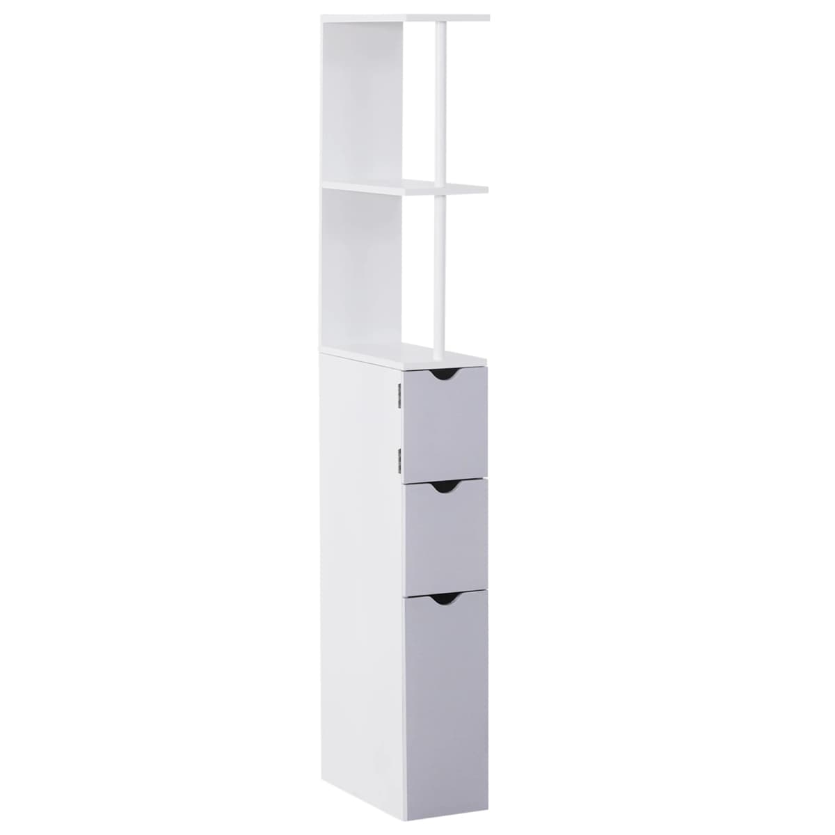 HOMCOM Tall Bathroom Storage Cabinet with Shelf and Drawers, White, Grey