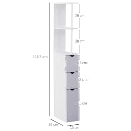 HOMCOM Tall Bathroom Storage Cabinet with Shelf and Drawers, White, Grey