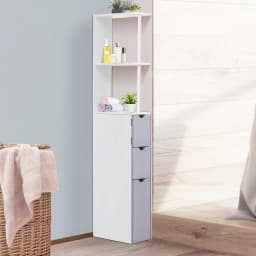 HOMCOM Tall Bathroom Storage Cabinet with Shelf and Drawers, White, Grey