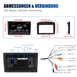 ESSGOO Android 13 Car Radio GPS Nav Wireless Carplay Android Auto For Peugeot 308 408 RCZ 10-13 USB Type-C WIFI RDS BT 9" 2 DIN