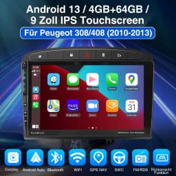 ESSGOO Android 13 Car Radio GPS Nav Wireless Carplay Android Auto For Peugeot 308 408 RCZ 10-13 USB Type-C WIFI RDS BT 9" 2 DIN