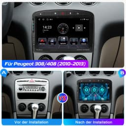 ESSGOO Android 13 Car Radio GPS Nav Wireless Carplay Android Auto For Peugeot 308 408 RCZ 10-13 USB Type-C WIFI RDS BT 9" 2 DIN