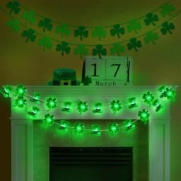 St. Patrick's Day Decoration Lights Battery Operated Patrick's Day Shamrock Lamp Battery Operated Decorative LED Fairy Lights